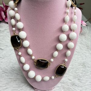 Plunder Necklace EMBRY- WHITE BEADS w/DARK MARBLED STONES Jewelry Women’s